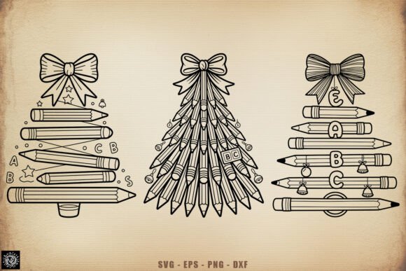 Teacher Pencil Christmas Tree SVG Bundle